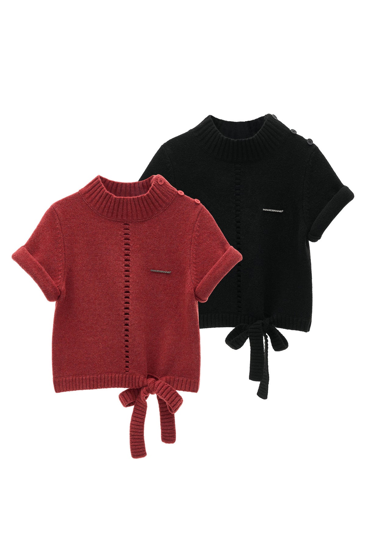 Wool Stand Collar Knit Top