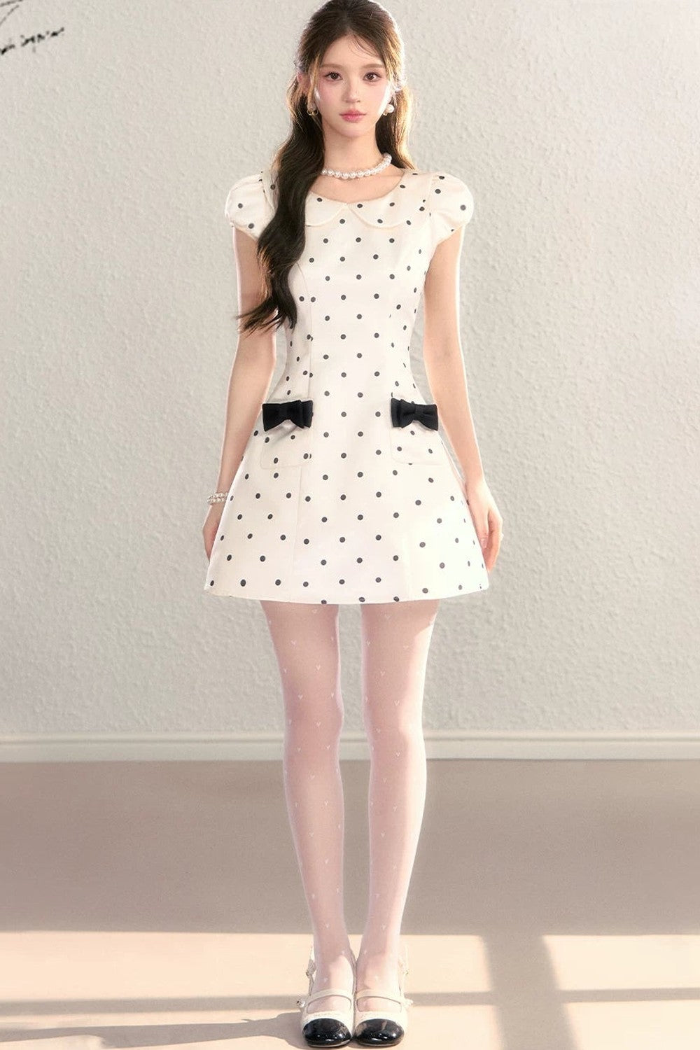 Elegant French Polka Dot A-Line Dress