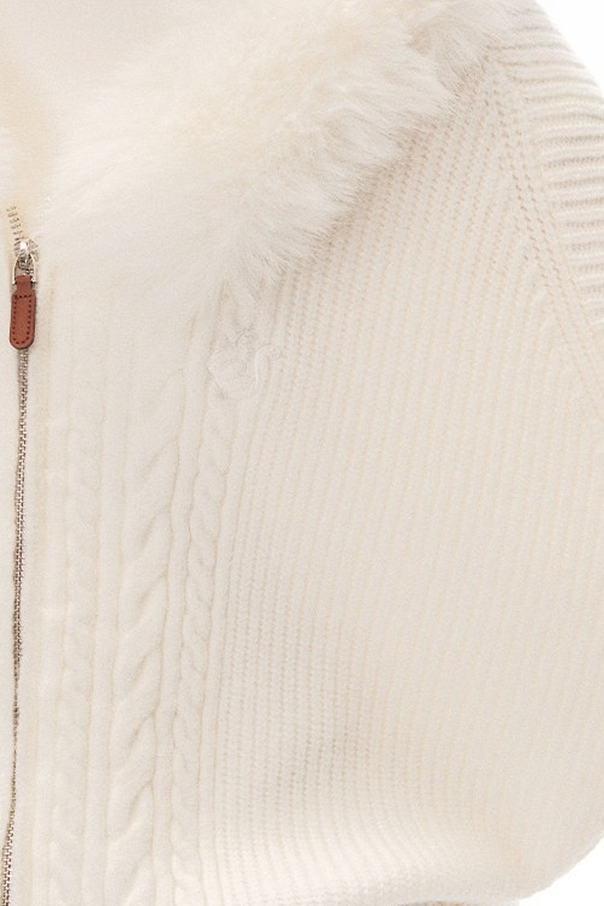 Ensemble cardigan en maille à col en fourrure et jupe