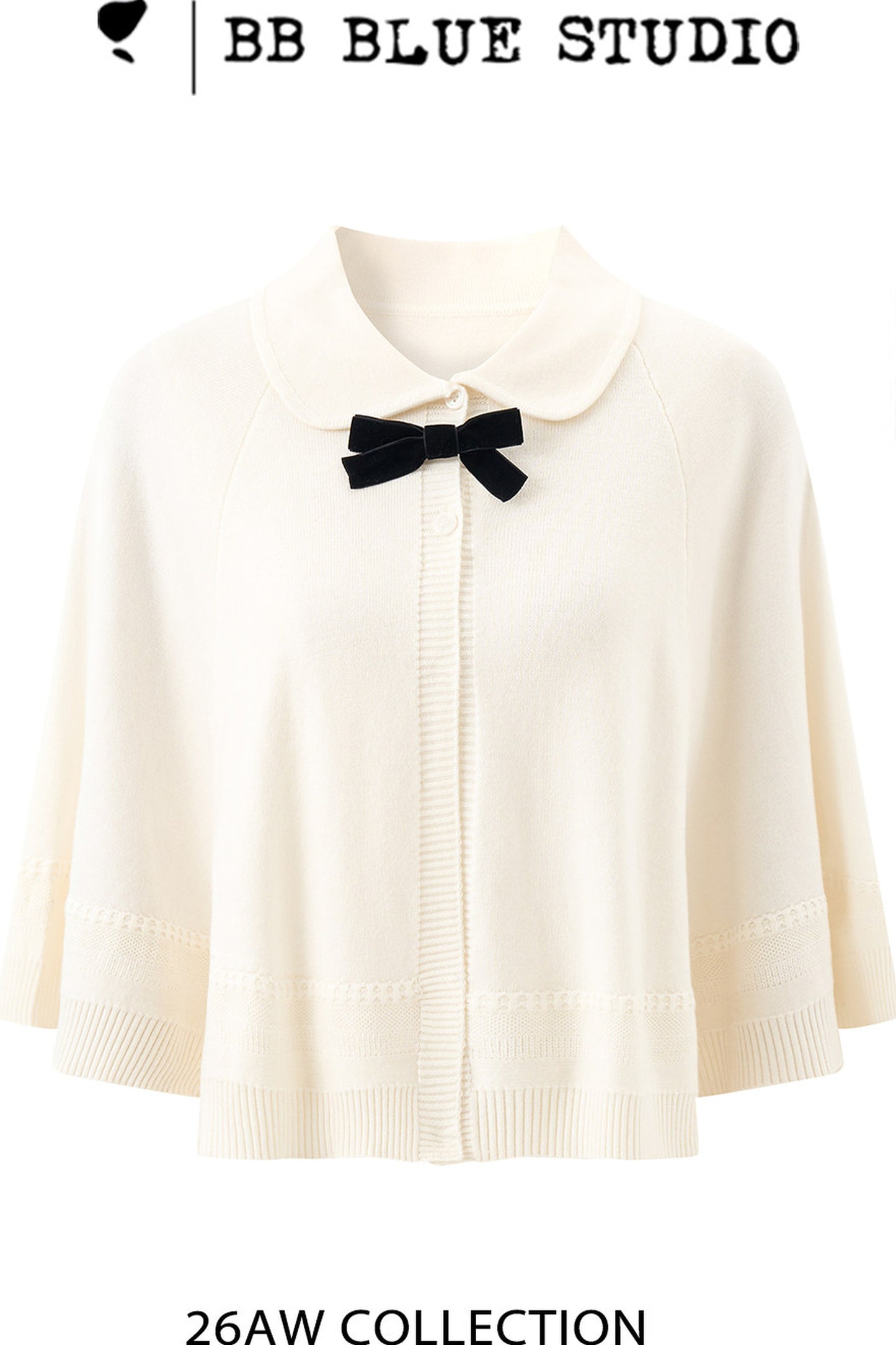 Cloud Samt-Strickcape-Cardigan mit Bubikragen