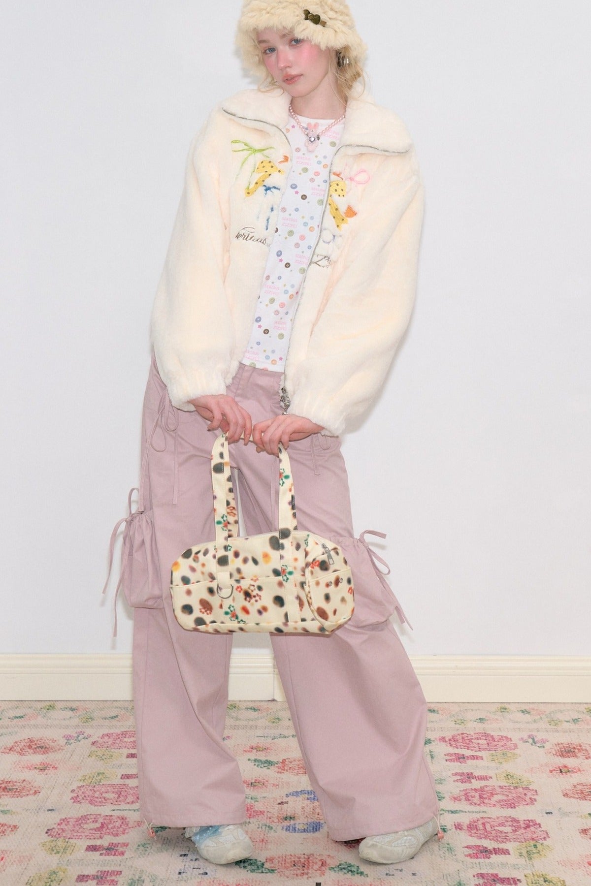Butterfly Embroidery Lamb Wool Jacket