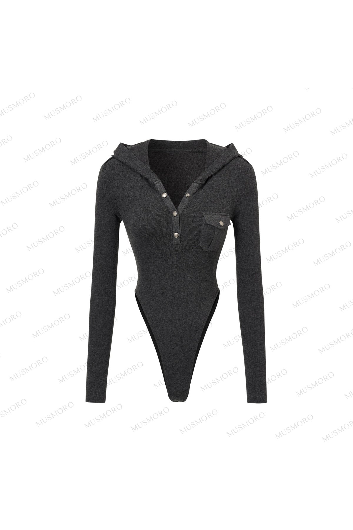 Brushed Ribbed Hooded Cutout Top