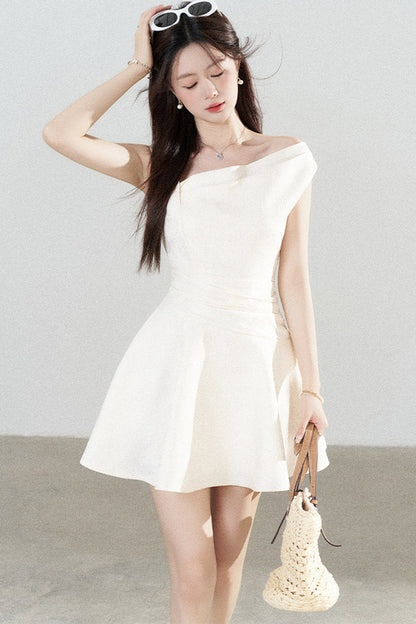 Apricot Off-Shoulder Slimming Dress