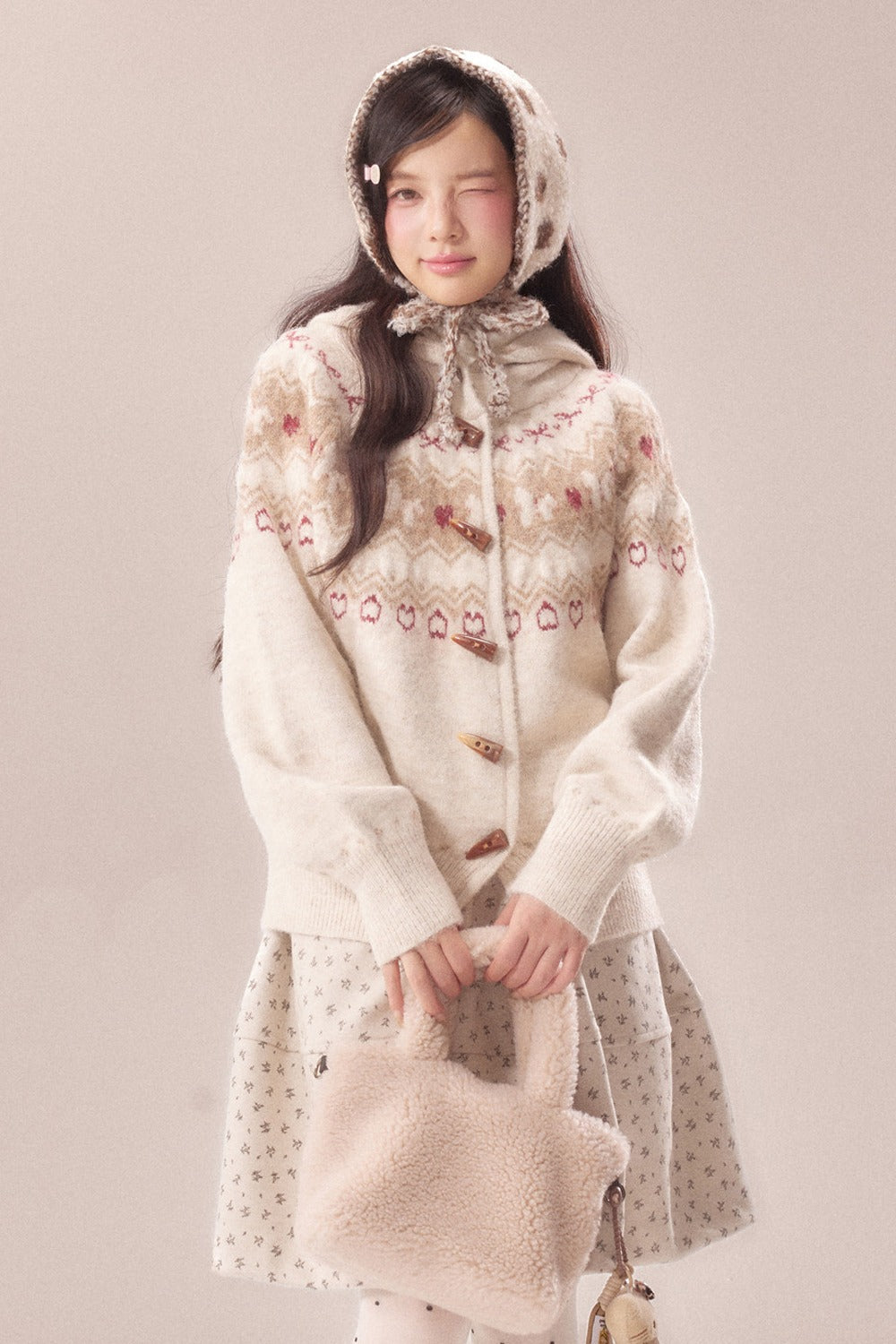 Fair Isle Toggle Knit Cardigan