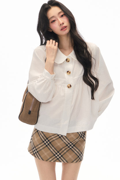 Long Sleeve White Shirt Skirt Set-Up