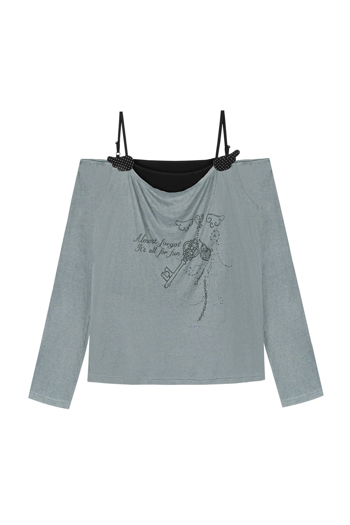 Layered-Look Draped Collar Knit Top