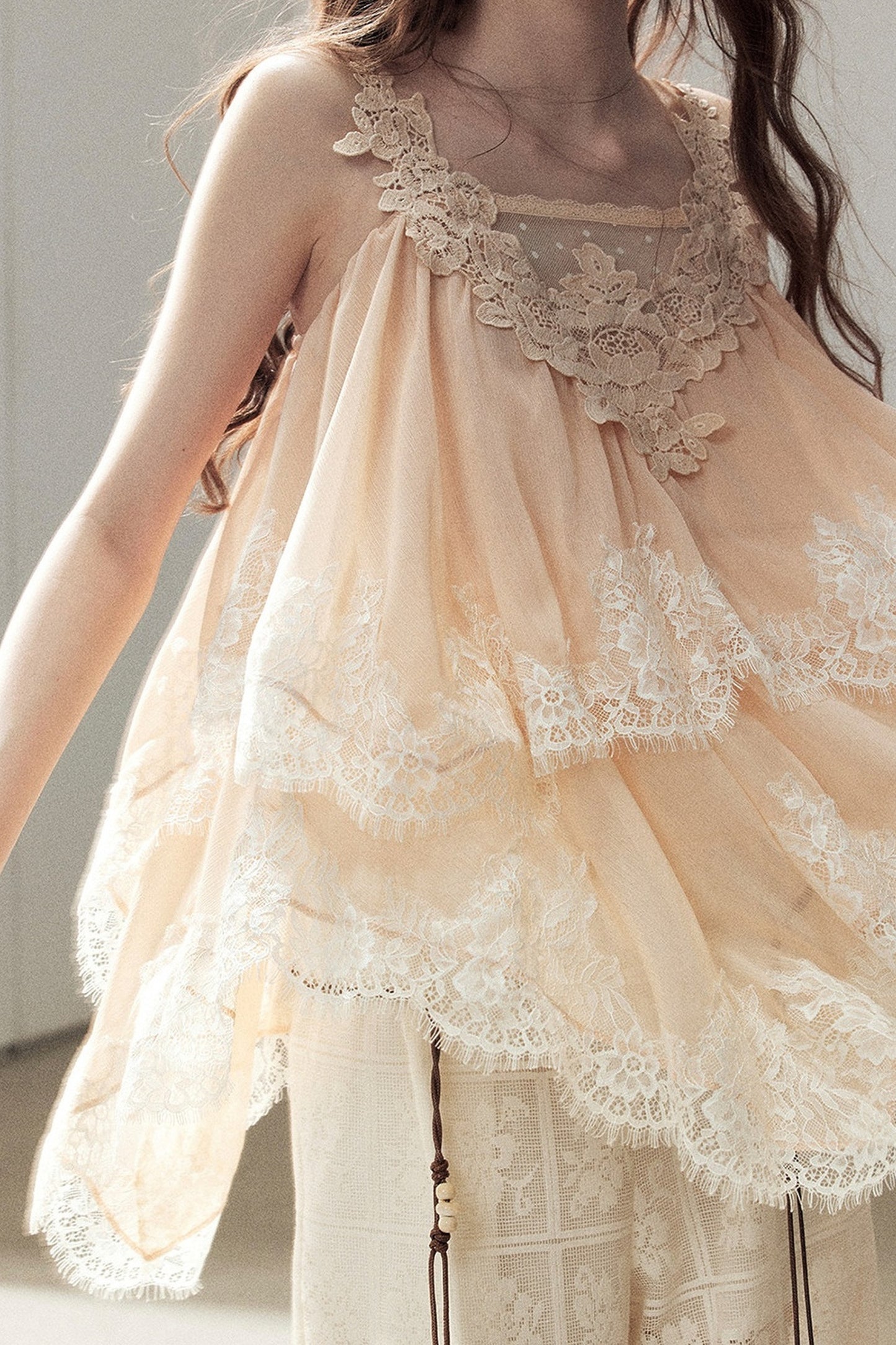 Irregular Lace Chiffon Camisole