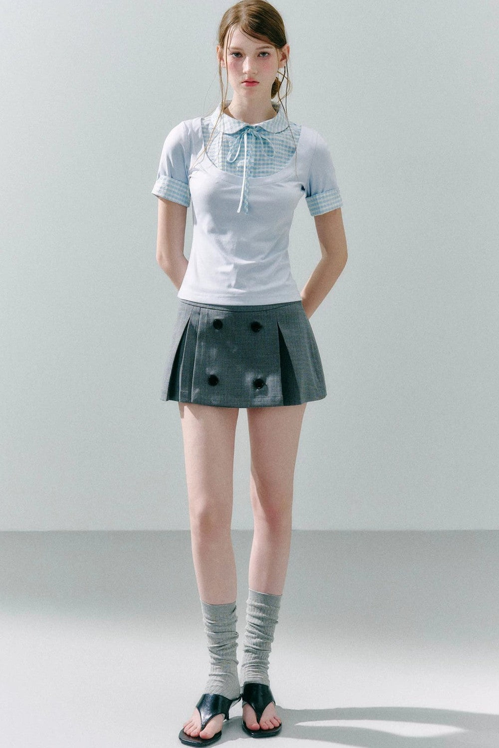 Haut preppy en modal patchwork