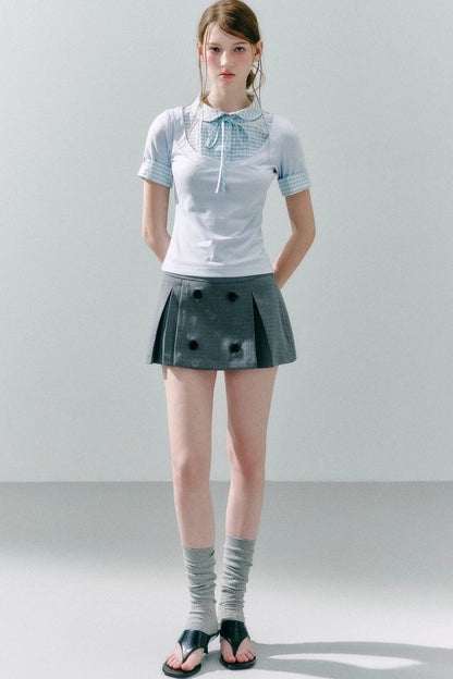 Haut preppy en modal patchwork