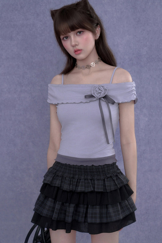 Sweet Light Purple One-Shoulder Top