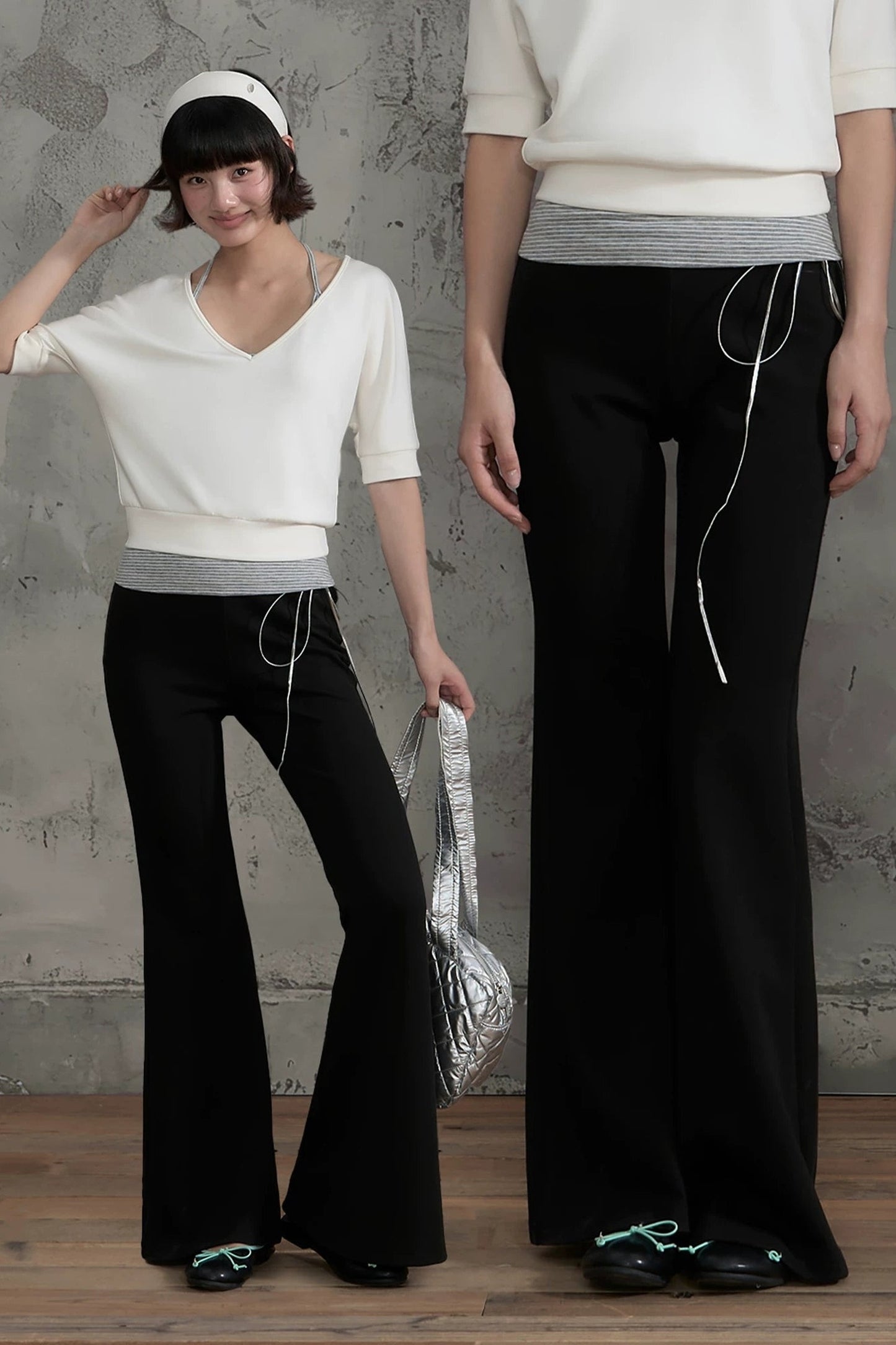 Drawstring Waist Flared Pants