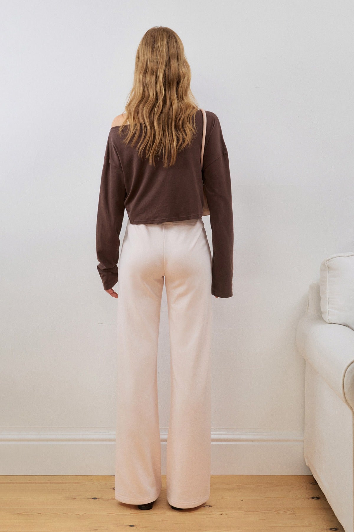 Asymmetrical Cropped Sweatshirt and Waistband Sweatpants Set-Up
