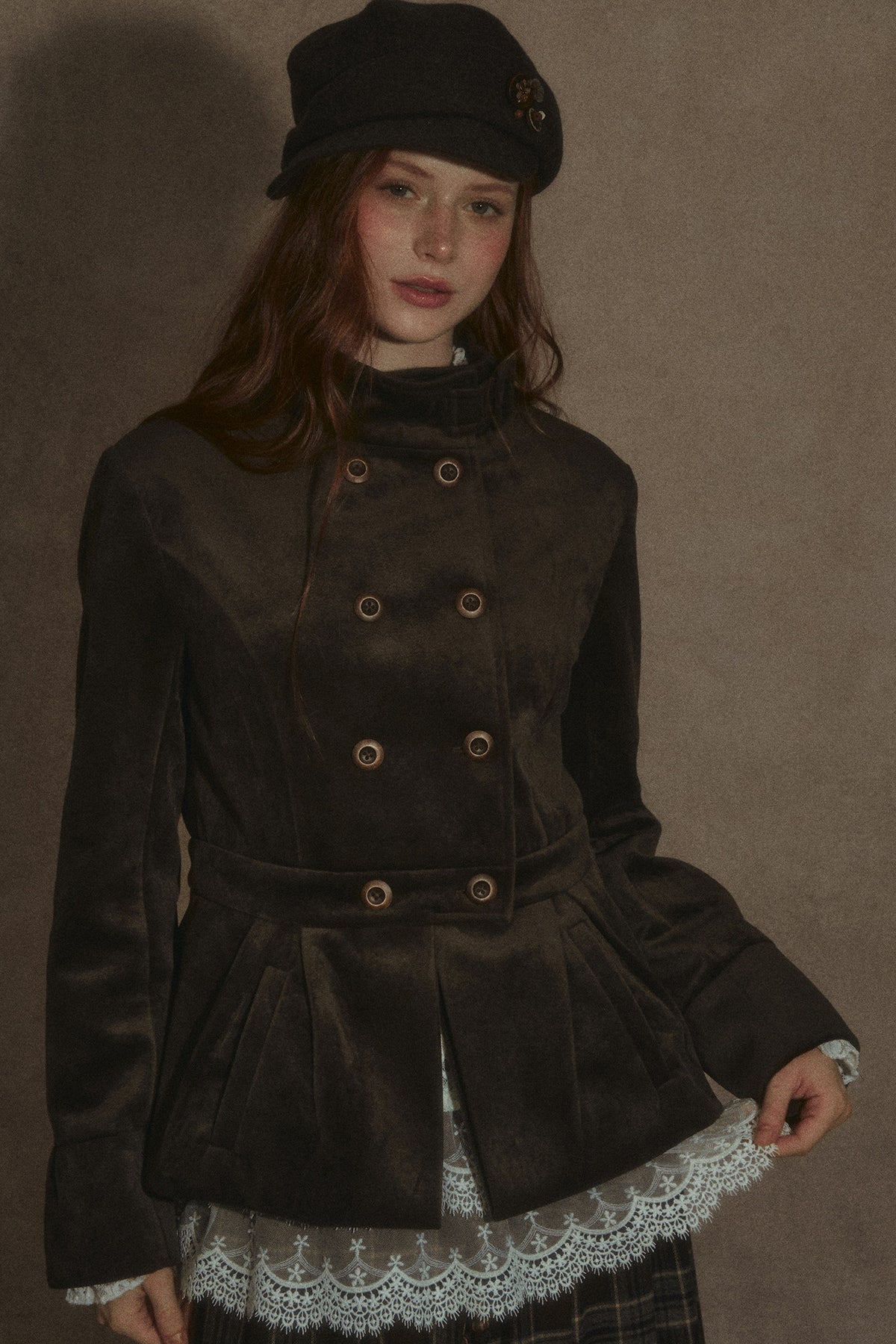 Distressed Suede Double-Breasted Jacket