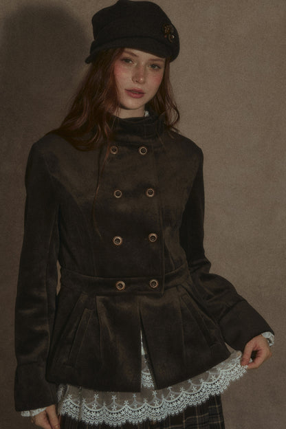 Distressed Suede Double-Breasted Jacket