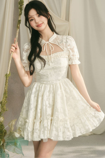 Chinese Style Princess Puff Sleeve Dress