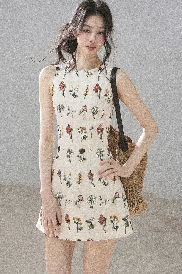 French Floral Waist Dress