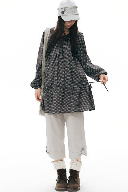Retro Star Long-Sleeved Shirt Dress