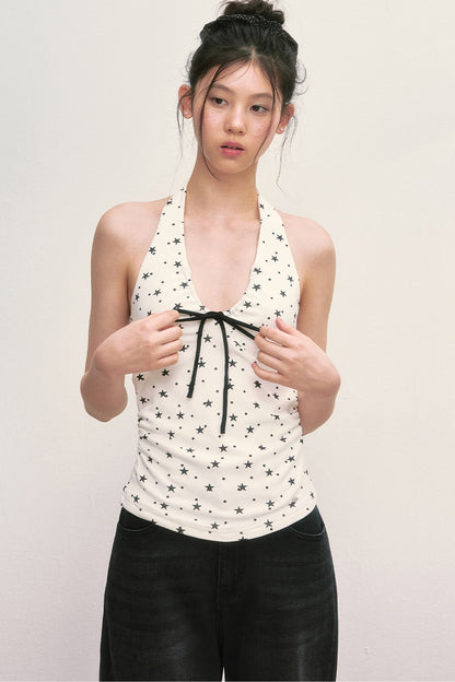 Top halter con estampado de estrellas