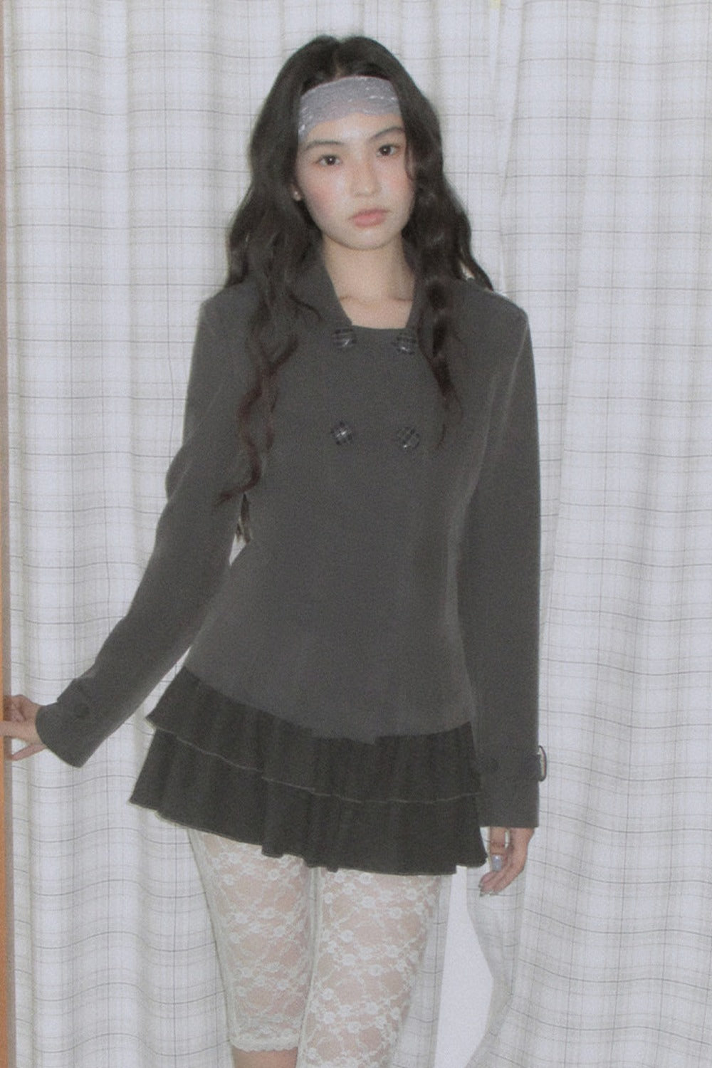 Double-Breasted Short Jacket Set-Up