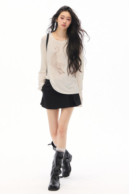 Lazy Leopard Print Lyocell Top and Black Pants Set-Up