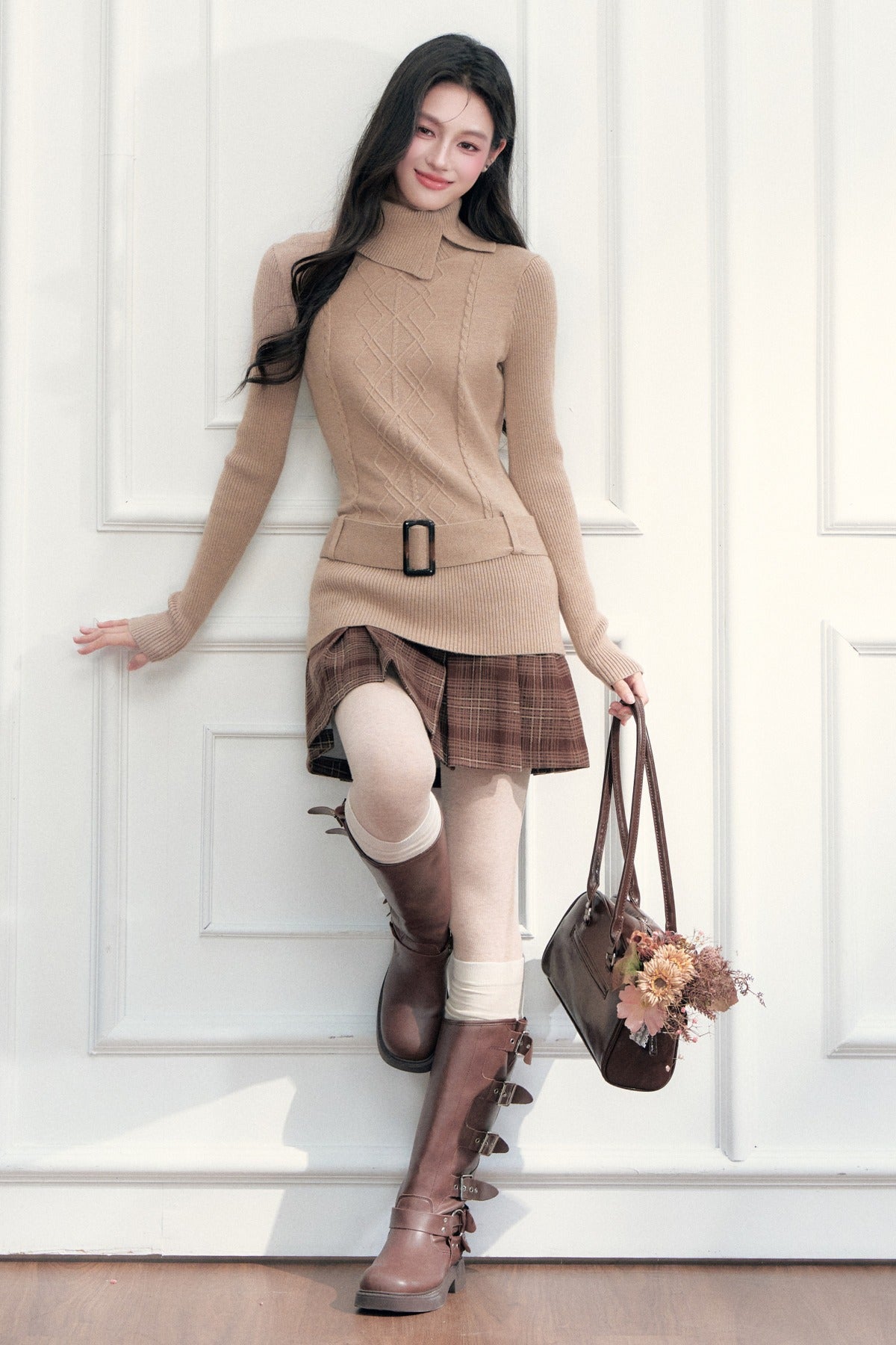 Belted Knit Sweater