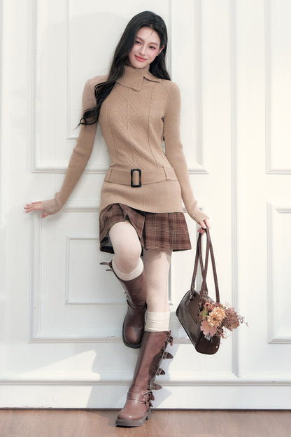 Belted Knit Sweater