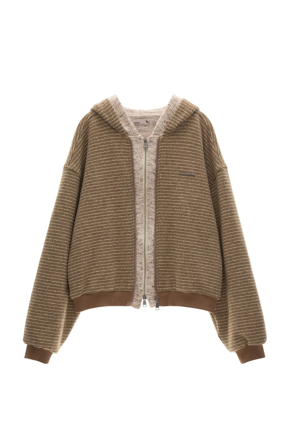 Sudadera holgada de punto a rayas con capucha