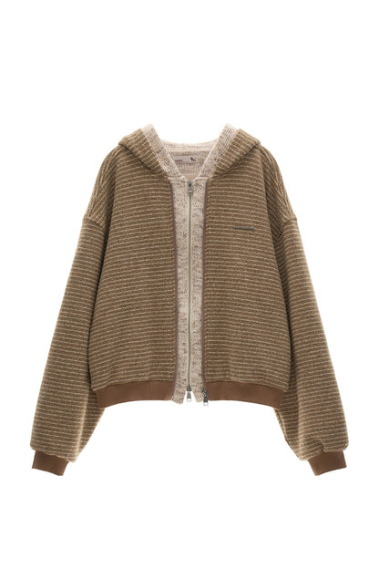 Sudadera holgada de punto a rayas con capucha