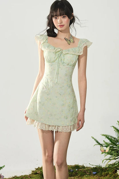 Mint Flutter Floral Dress