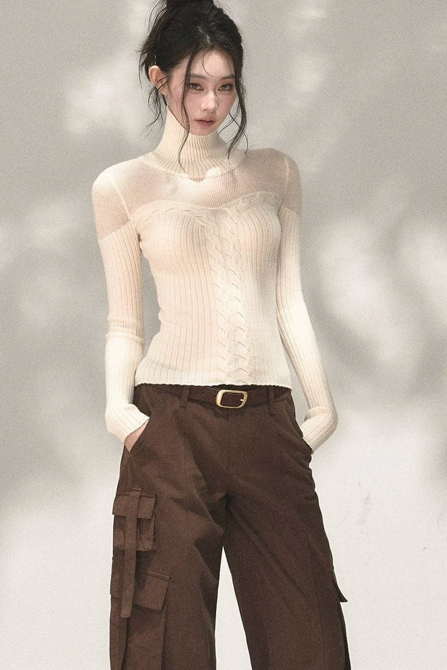 Wool Blend Hollow Knit Top