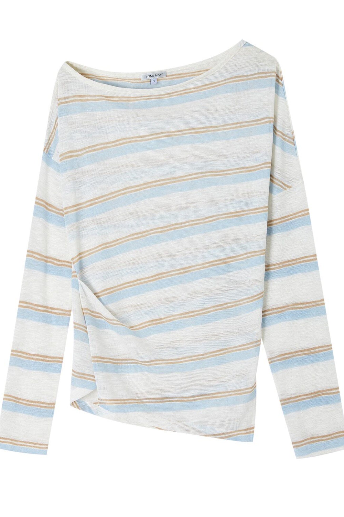 Off-Shoulder Striped Long-Sleeve Blouse