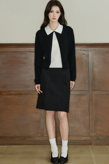 High-Waisted Pleated A-Line Skirt