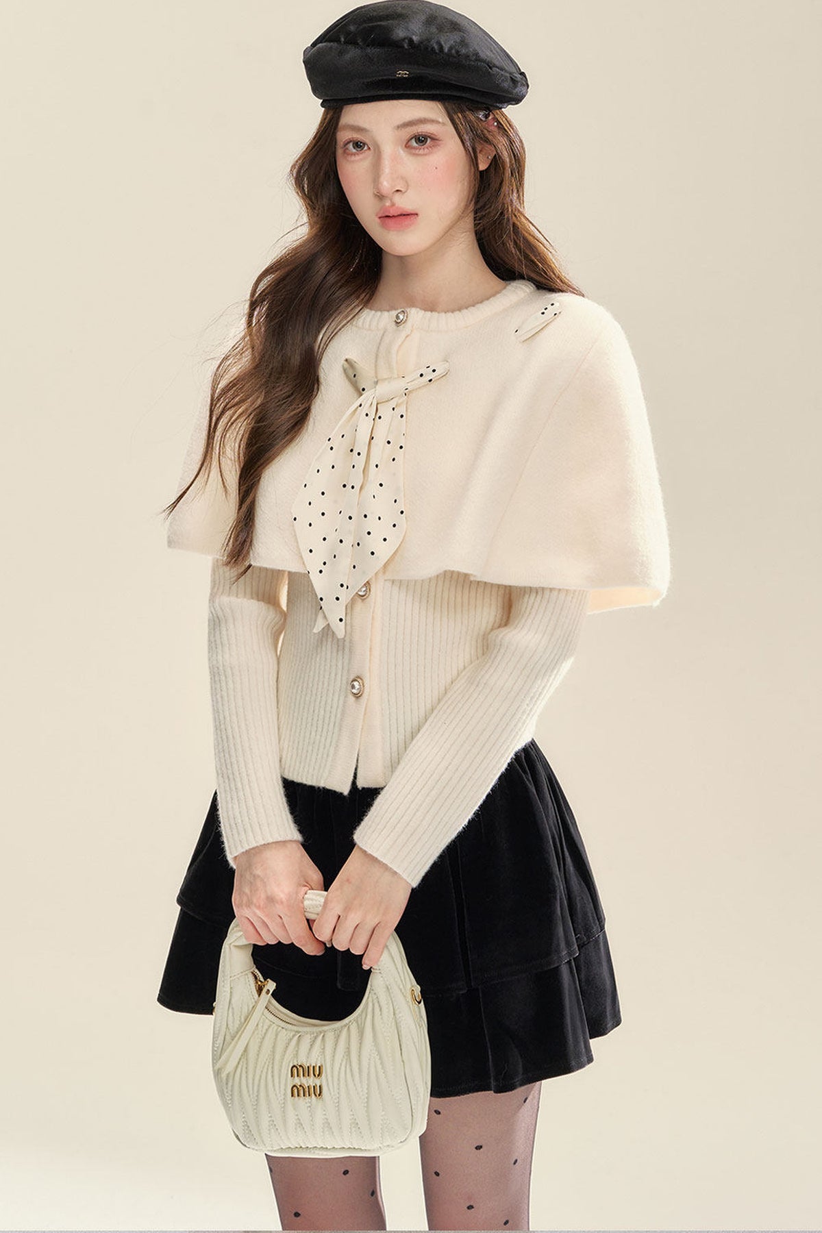 Gray Cape Knit Cardigan