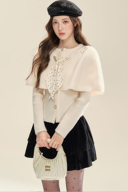 Gray Cape Knit Cardigan