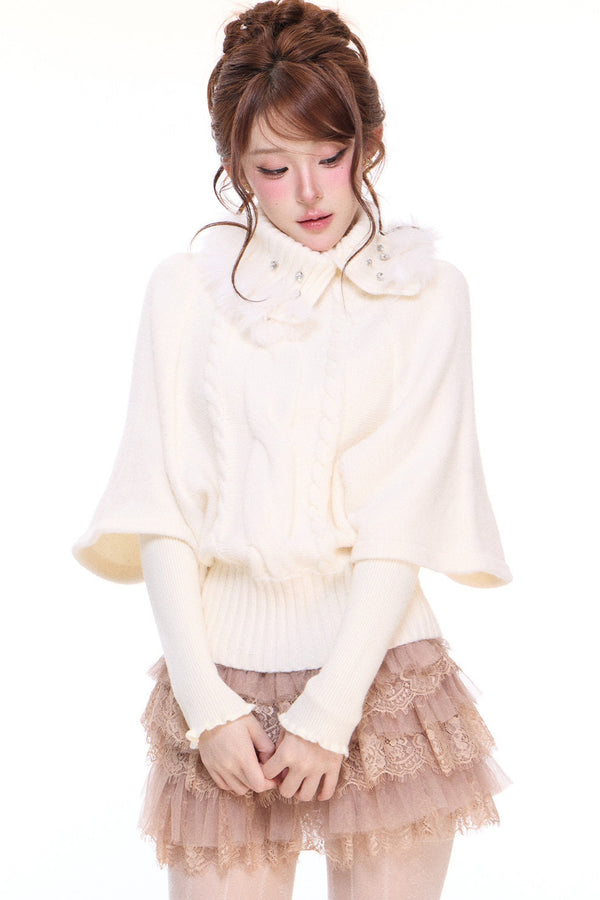 Lace Collar With Mesh Lace Half Skirt Set-Up