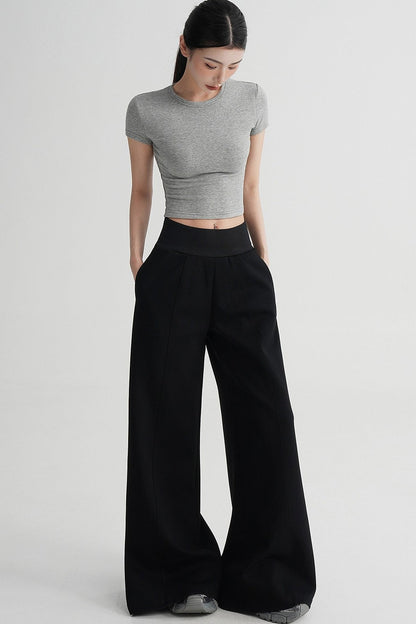 Wool Cropped Short Sleeve Top