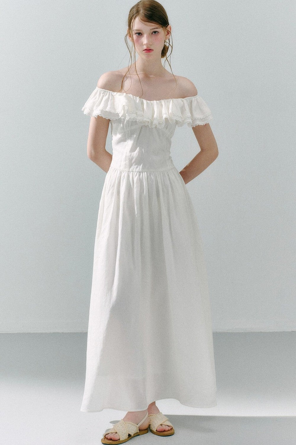 Long Green Linen Blend Dress