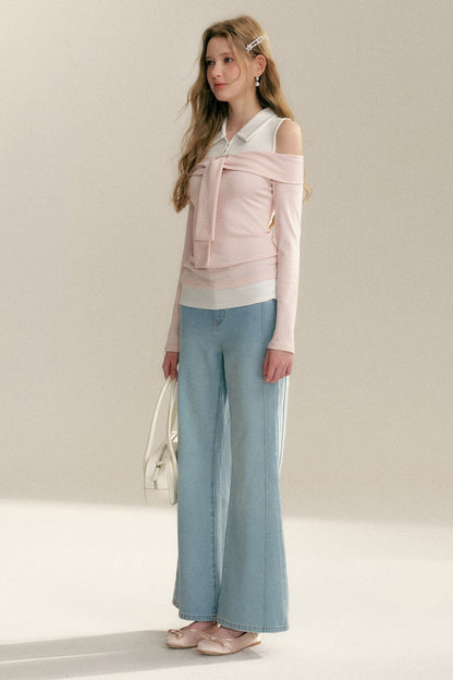 Off-Shoulder Layered-Look Tie Top