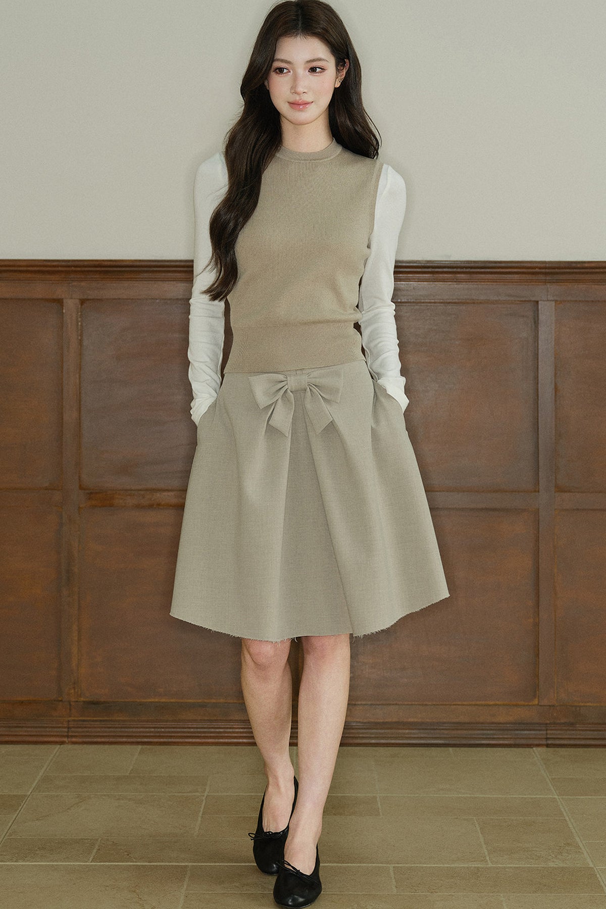 Layered Round Neck Knitted Sweater Vest