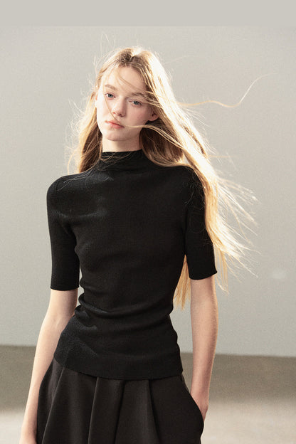 Mock Neck Knit Base Layer Top