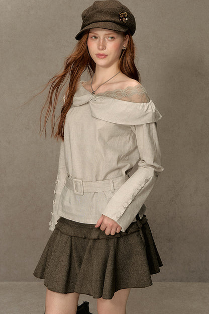 Long-Sleeve Off-Shoulder Shirt