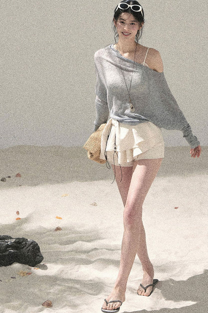 Conjunto de Top Hazy Mist Sin Hombros