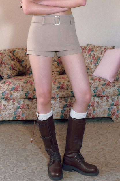 High-Waisted A-Line Belt Skirt
