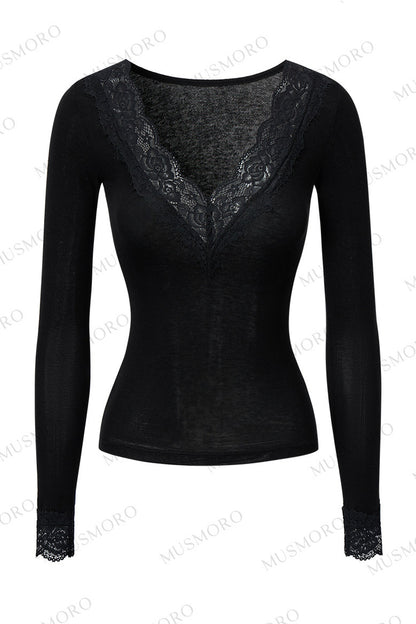 Top in maglia di pizzo a toppe