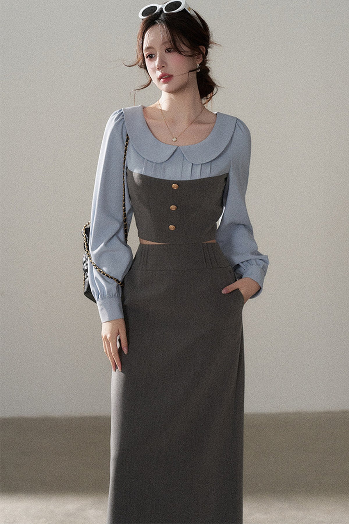 Color-Block Top and Skirt Set-Up