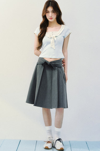 Asymmetrical Pleated Midi Skirt