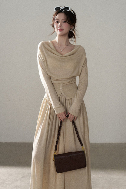 Long Sleeve Knit Top and Skirt Set
