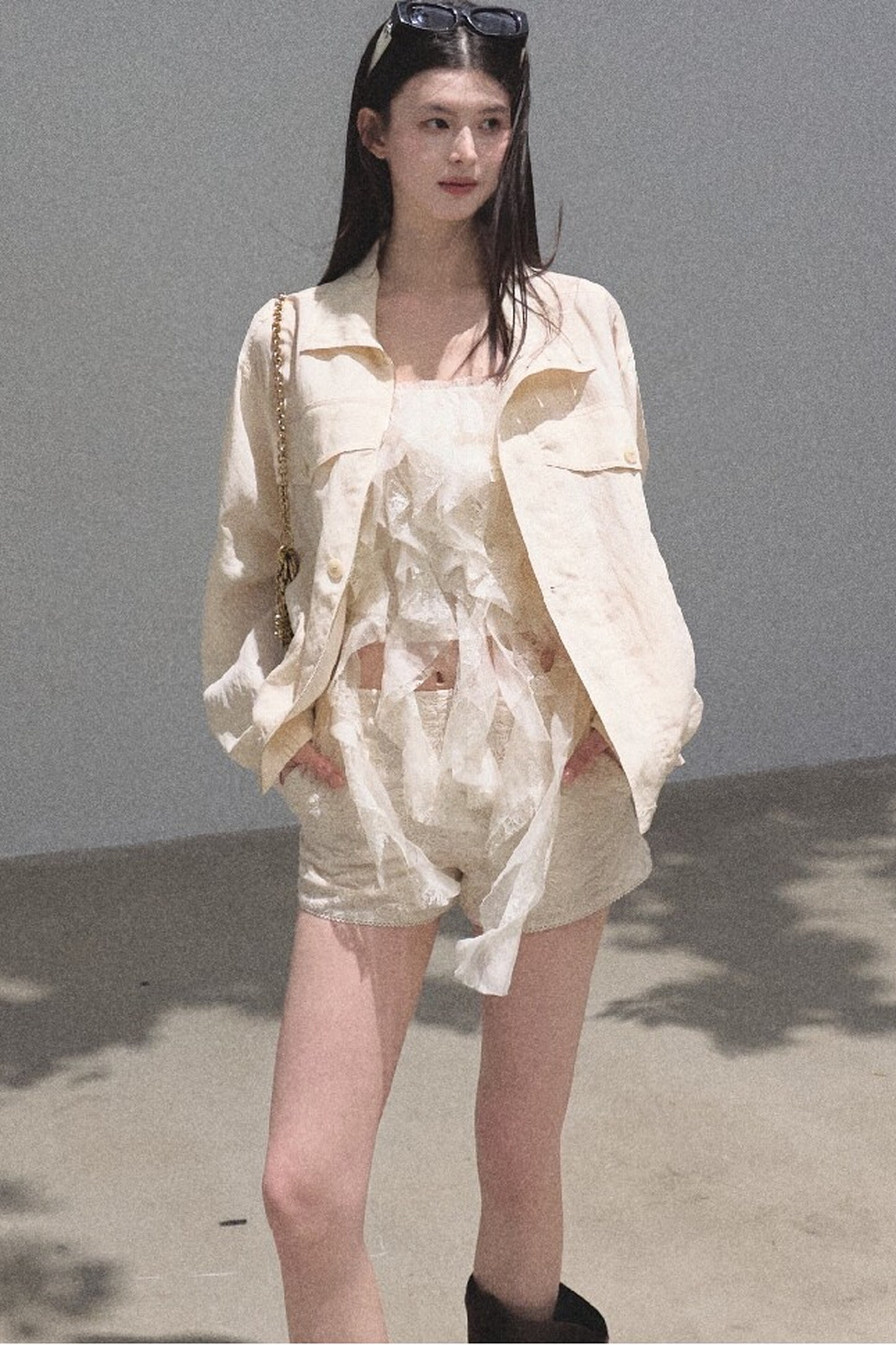 Slim-Fit High-Waisted Suit Shorts