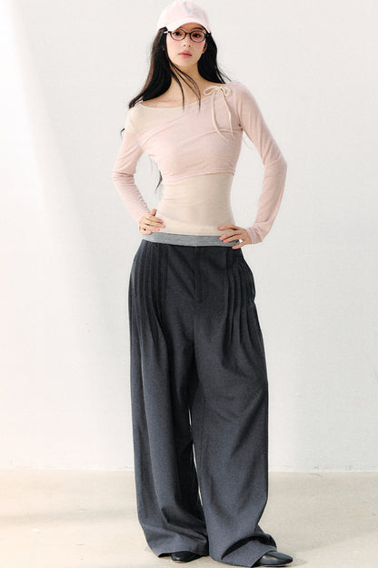 Relaxed Anti-Wrinkle Floor-Length Pants