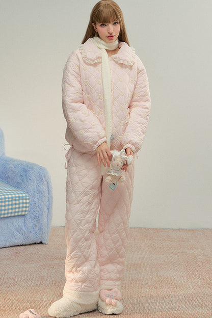 Pink Diamond Quilted Fleece Pants